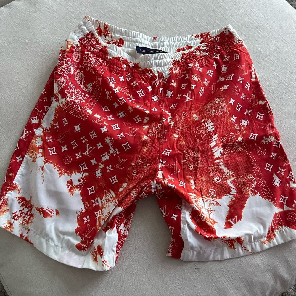 Louis Vuitton x Virgil Abloh Men’s Swim Trunks in Red Monogram | Size Large